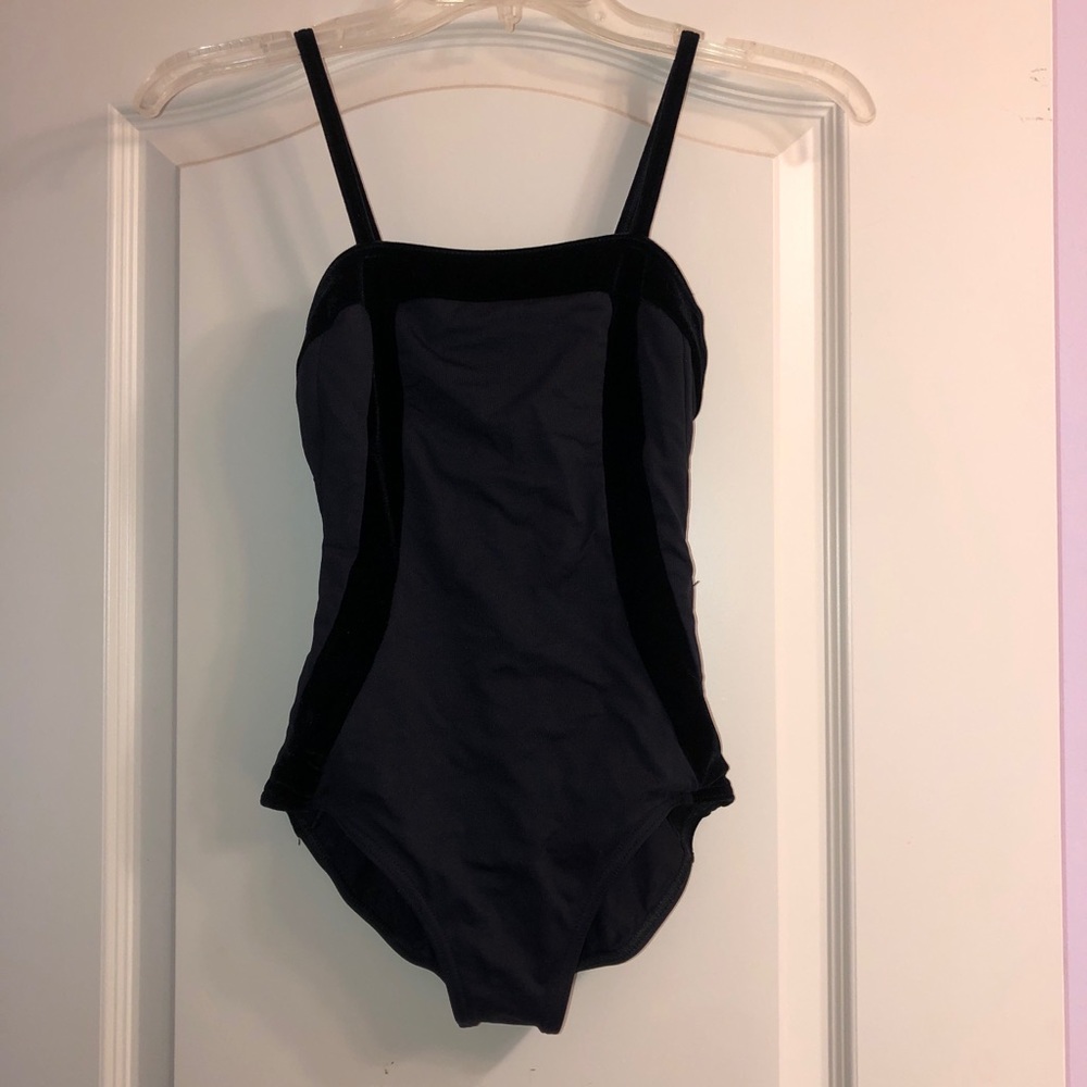 ABT black camisole leotard with velvet details